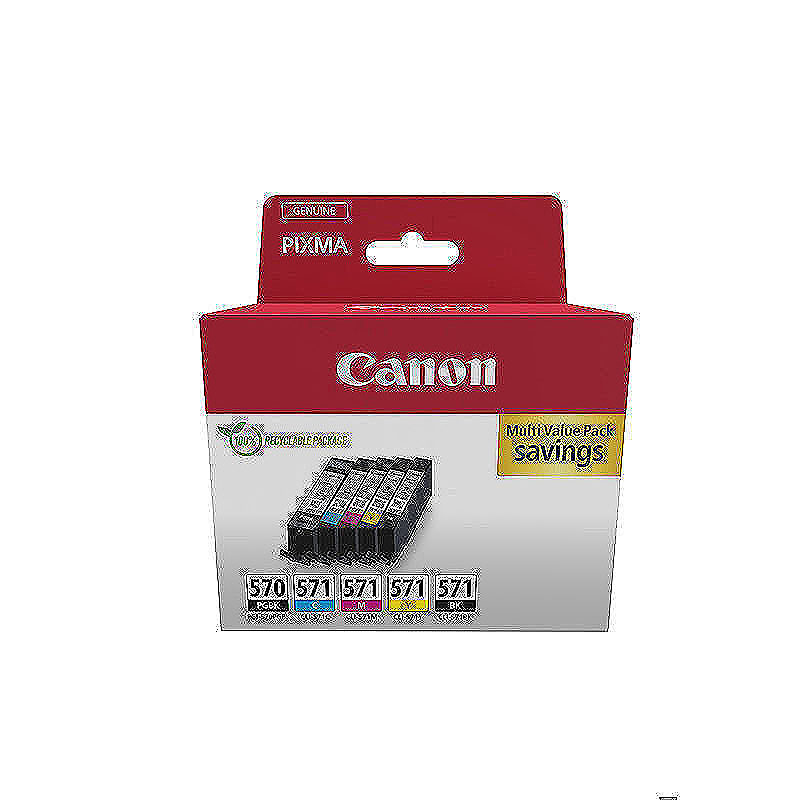 Canon 0372C006 blækpatron 5 stk Original Sort, Blå, Magenta, Gul