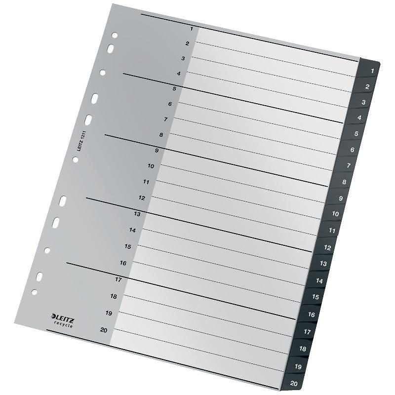 Leitz Recycle register 1-20, PP, ekstra bredt