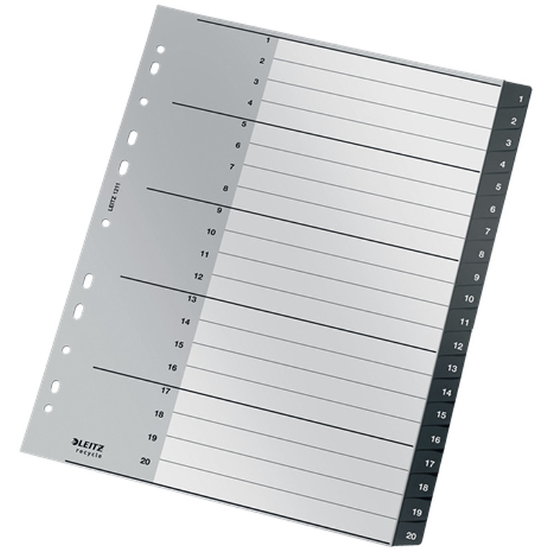 Leitz Recycle register 1-20, PP, ekstra bredt - Billede 2
