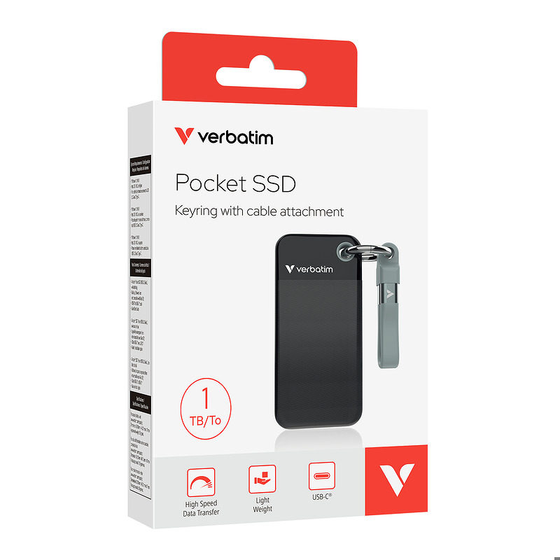 Verbatim Pocket SSD 1 TB USB Type-C 3.2 Gen 2 (3.1 Gen 2) Sort, Grå - Billede 2