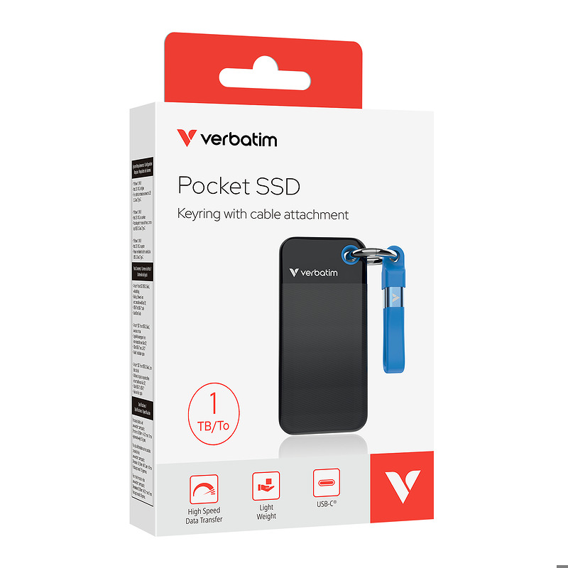 Verbatim Pocket SSD 1 TB USB Type-C 3.2 Gen 2 (3.1 Gen 2) Sort, Blå - Billede 2