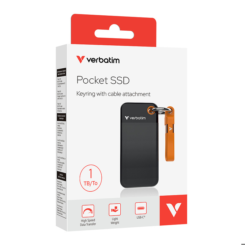 Verbatim Pocket SSD 1 TB USB Type-C 3.2 Gen 2 (3.1 Gen 2) Sort, Orange - Billede 2