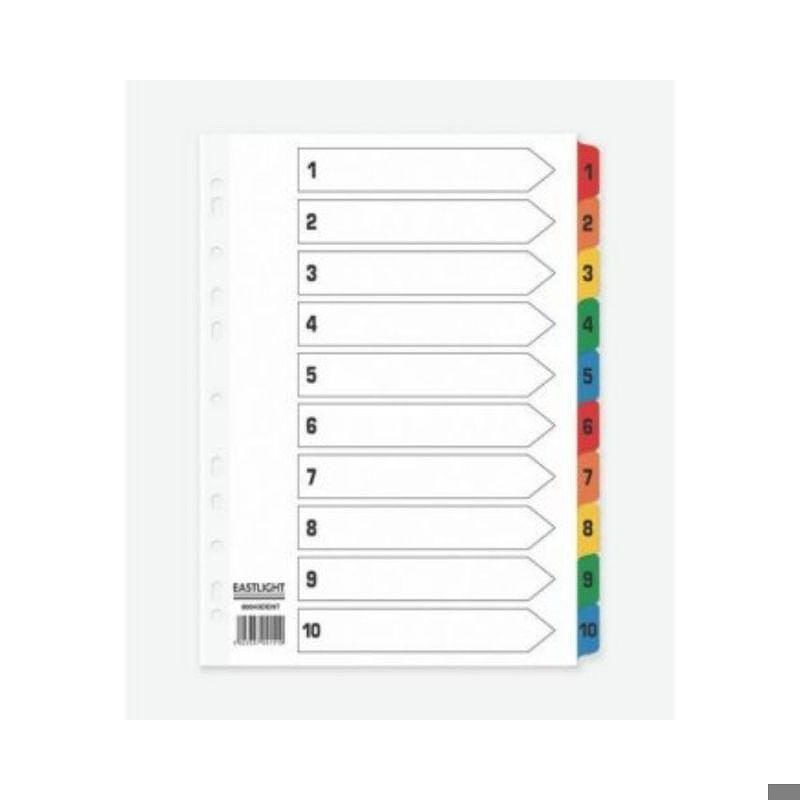 Indexblade, 1-10  faner i gul karton