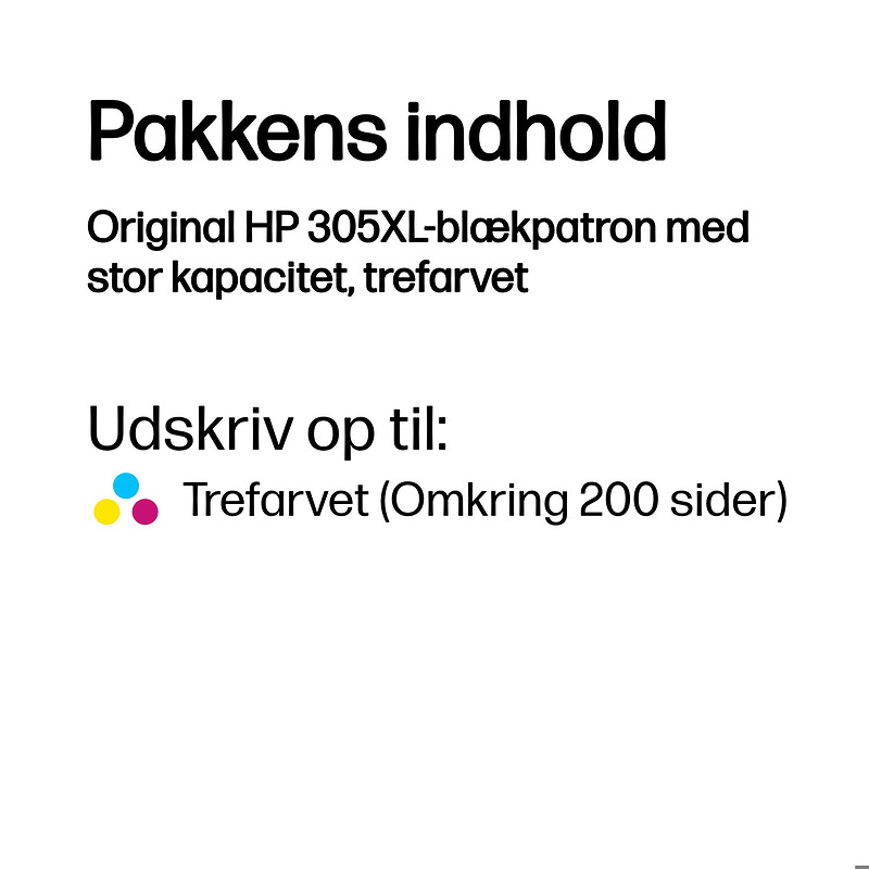 Blækpatron, HP 305XL CMY - Billede 3
