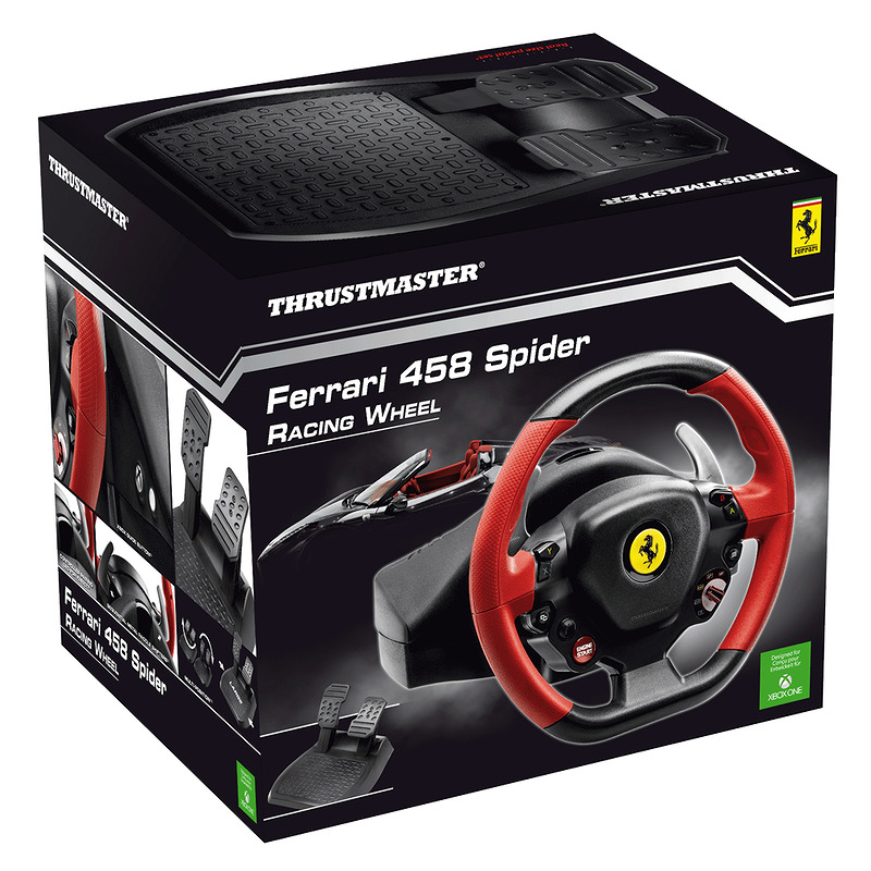 Thrustmaster Ferrari 458 Spider Sort, Rød USB Rat + Pedaler Xbox One - Billede 5