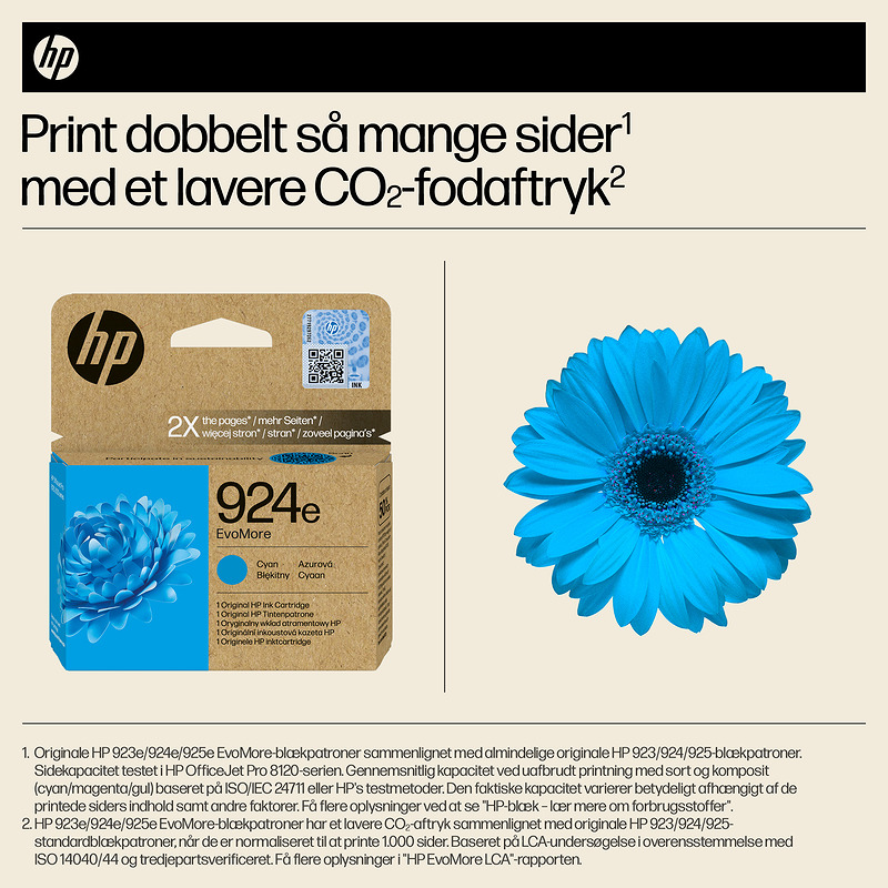 HP Original 924e EvoMore-blækpatron, cyan - Billede 2