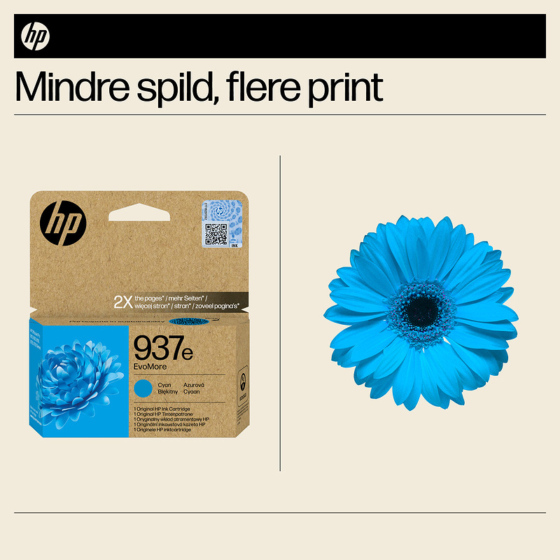 HP Original 937e EvoMore-blækpatron, cyan - Billede 3