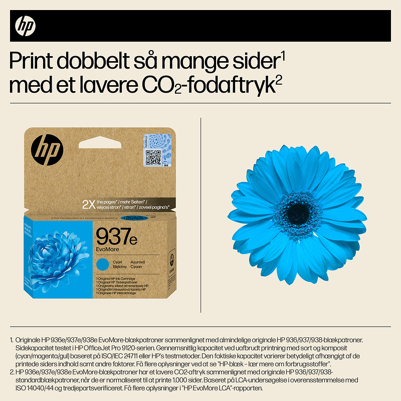 HP Original 937e EvoMore-blækpatron, cyan - Billede 4