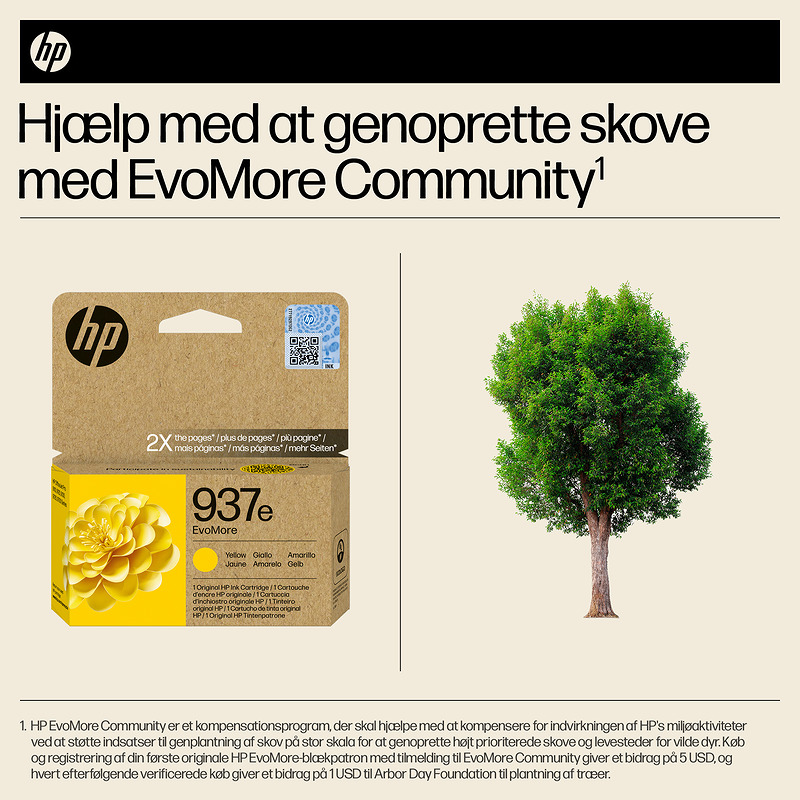 HP Original 937e EvoMore-blækpatron, gul - Billede 2