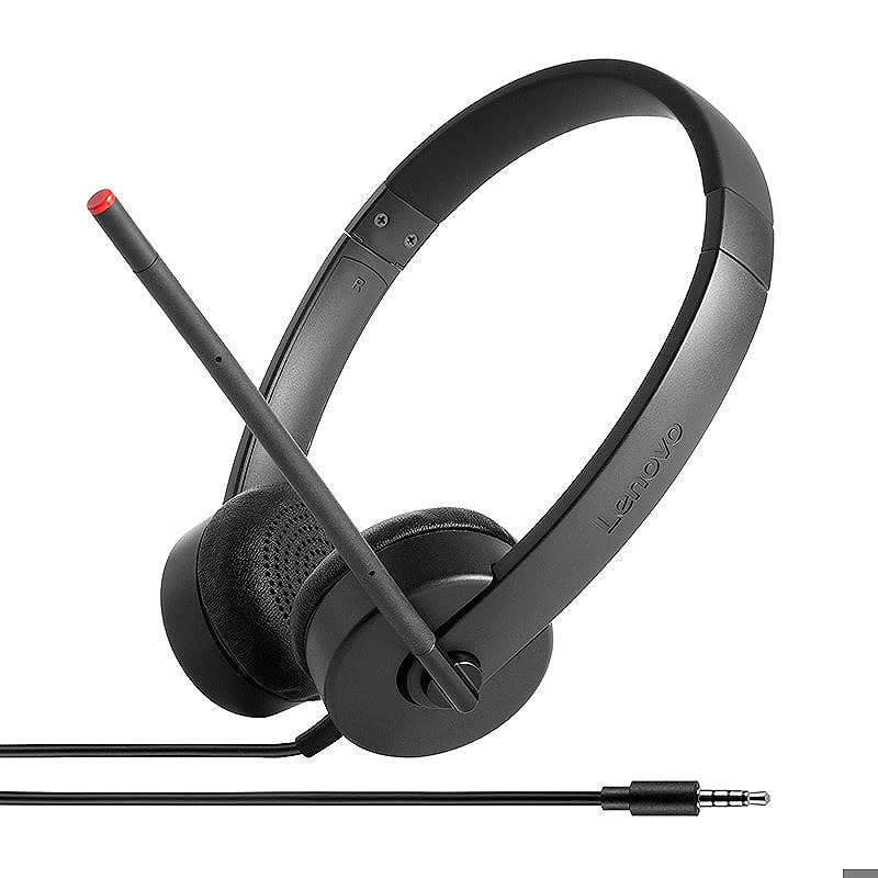 Lenovo Stereo Analog Headset Ledningsført Kontor/Callcenter Sort