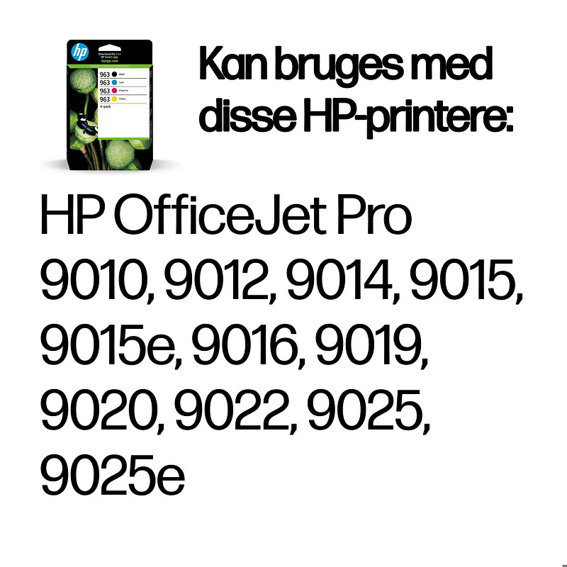 HP Originale 963-blækpatroner, sort/cyan/magenta/gul, 4 stk.