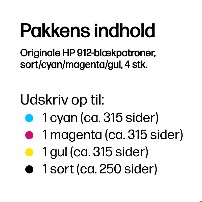 HP Originale 912-blækpatroner, sort/cyan/magenta/gul, 4 stk. - Billede 2