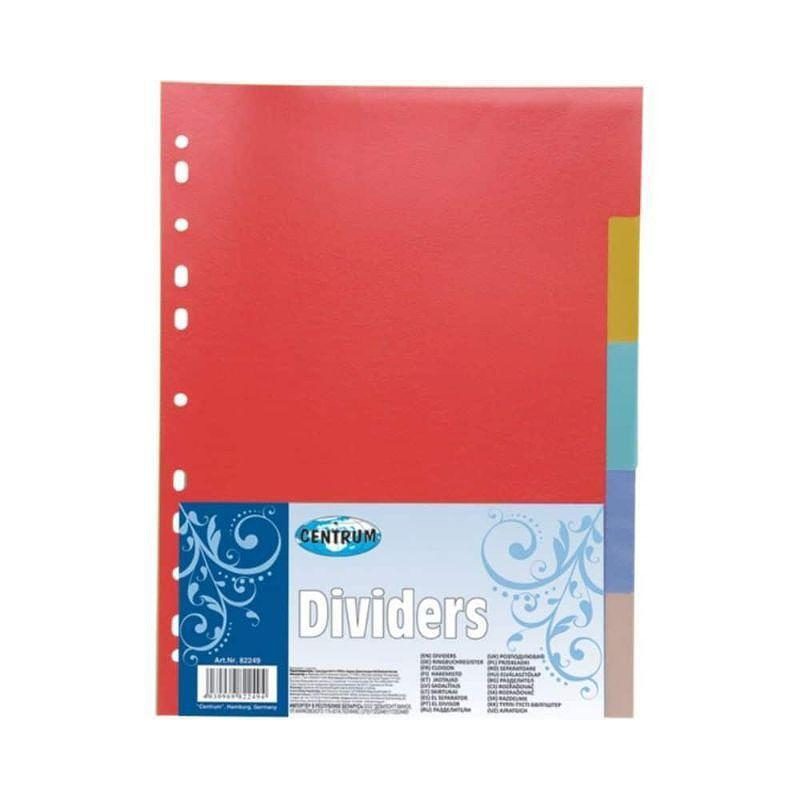 A4 index, faner 5 farver i plast