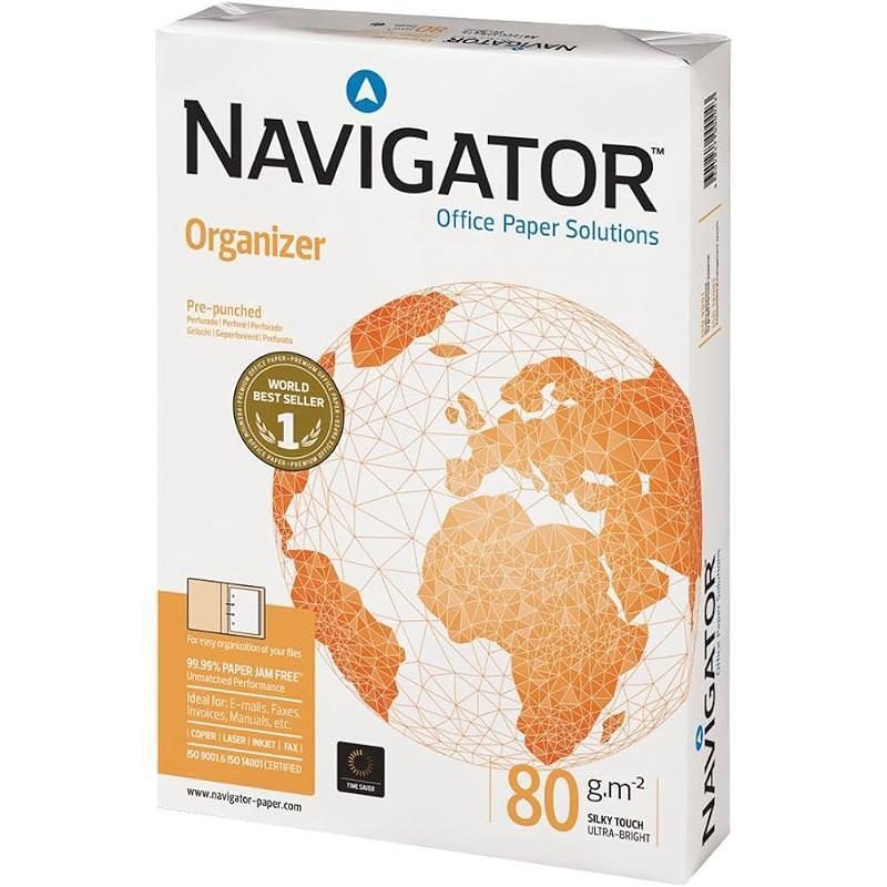 Papir, A4 80g, Navigator m/4 huller