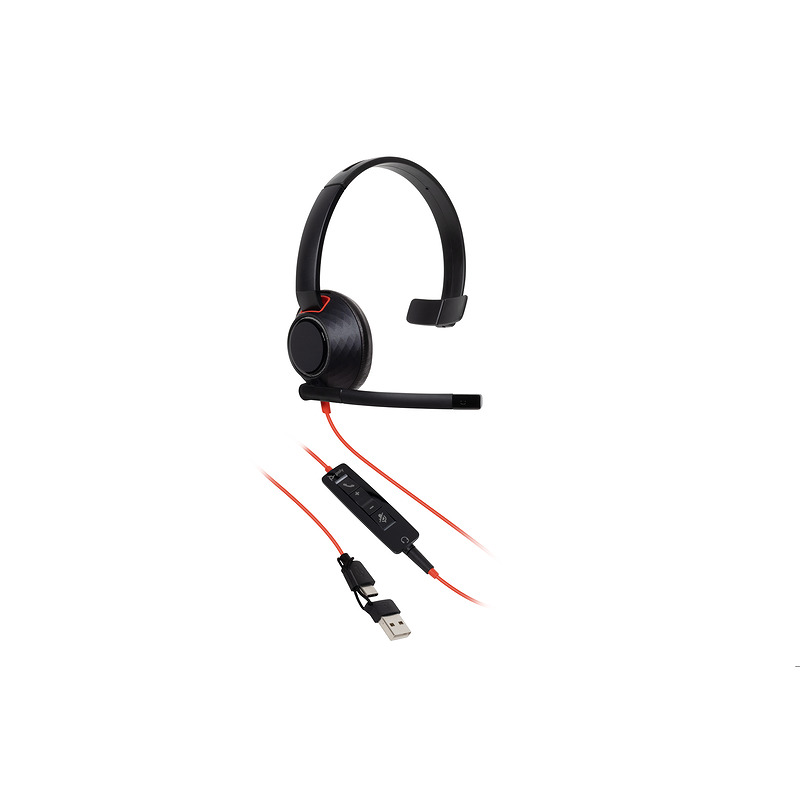 HP Poly Blackwire 5210 USB-C-monoheadset + 3,5 mm stik + USB-C/A-adapter - Billede 2