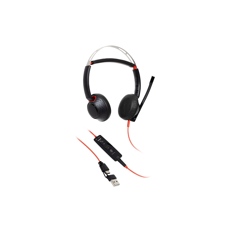 HP Poly Blackwire 5220 Stereo USB-C Headset +3.5mm Plug +USB-C/A Adapter - Billede 2