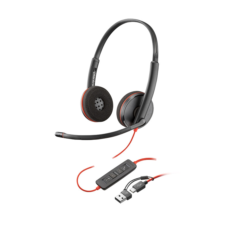 HP Poly Blackwire 3220 sort USB-C-stereoheadset + USB-C/A-adapter (bulk) - Billede 3