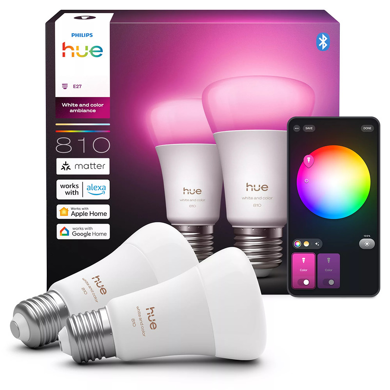 Philips Hue White and Color ambiance A60 - E27 pære - 810 - 2-pak - Billede 3