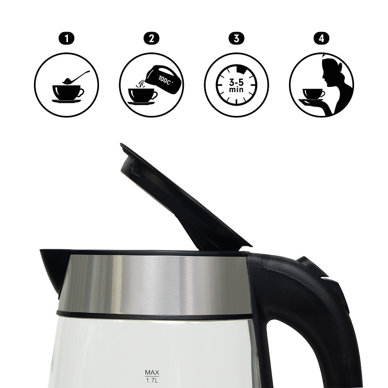 Huslog glass kettle 1,7L AK-0537 - Billede 3