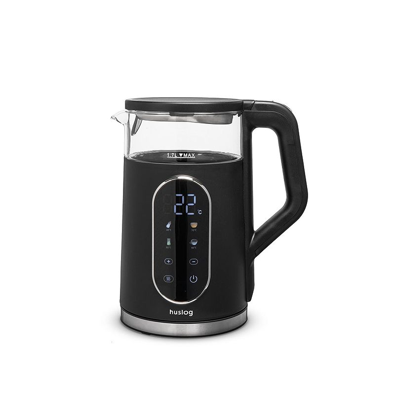Huslog glass kettle wit touch panel black 1,7L 2200W