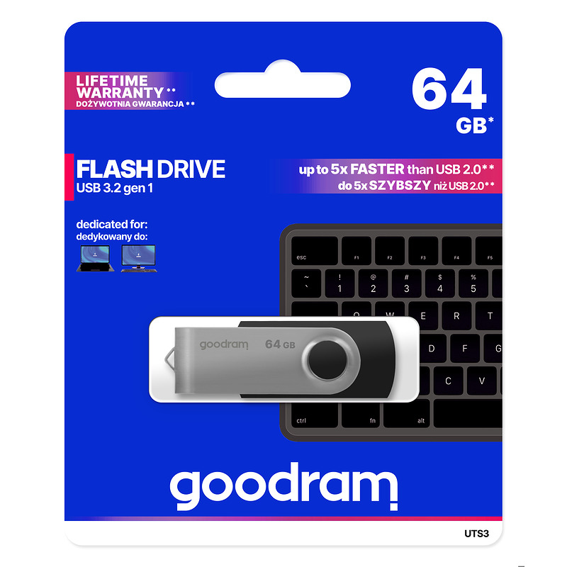 Goodram UTS3 USB-nøgle 64 GB USB Type-A 3.2 Gen 1 (3.1 Gen 1) Sort - Billede 5