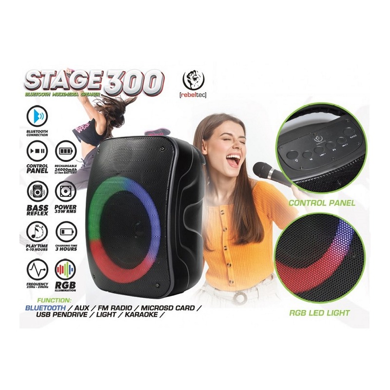 Rebeltec Bluetooth speaker STAGE 300 black - Billede 2