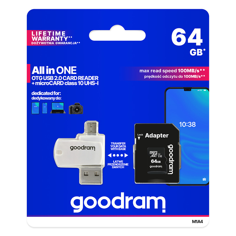 Goodram M1A4 All in One 64 GB MicroSDXC UHS-I Klasse 10 - Billede 8