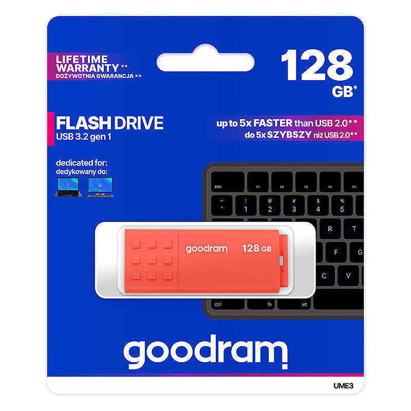 Goodram UME3 USB-nøgle 128 GB USB Type-A 3.2 Gen 1 (3.1 Gen 1) Orange - Billede 5