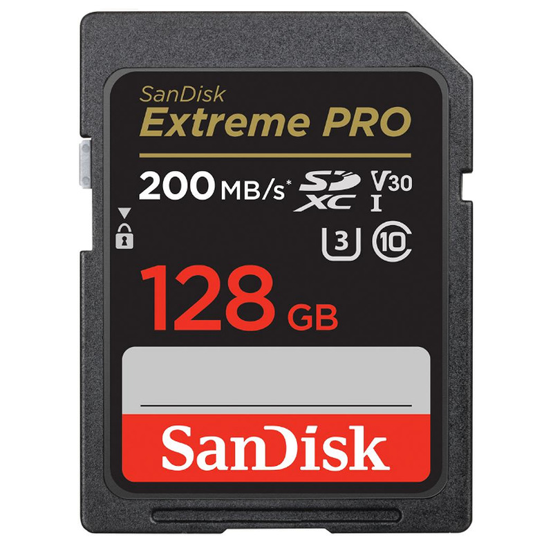 SanDisk memory card 128GB Extreme Pro SDXC C10 V30 UHS-I U3