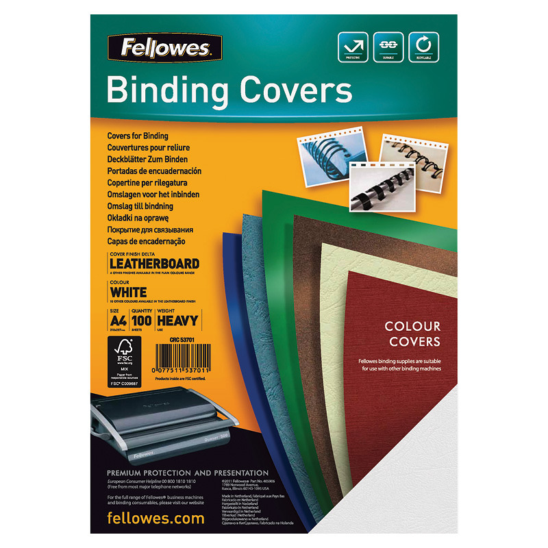 Fellowes Indbindingsomslag A4 Hvid 100 Pakke - Billede 3