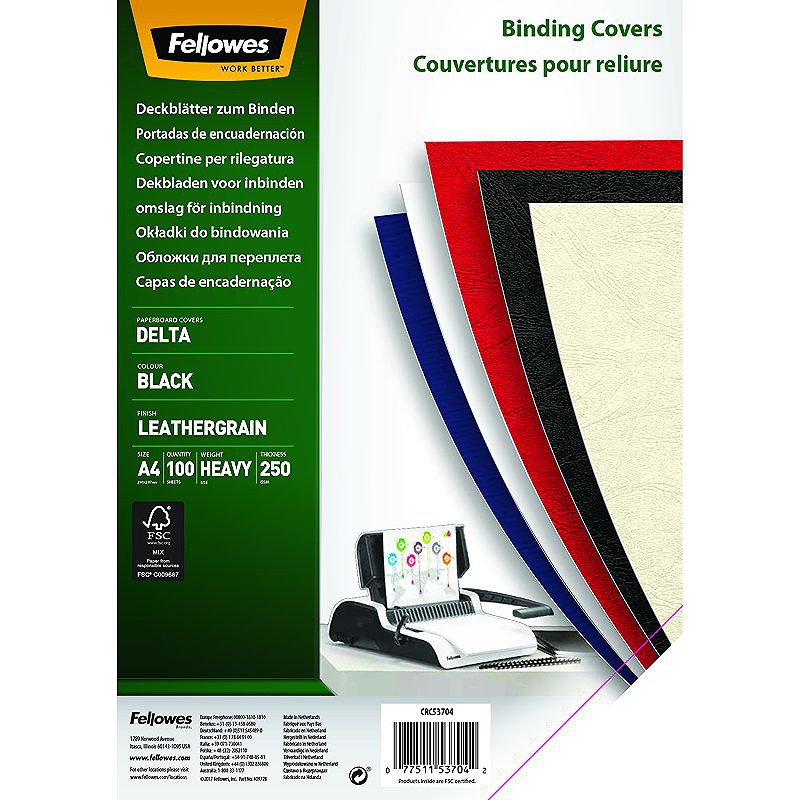 Fellowes Indbindingsomslag A4 Sort 100 Pakke