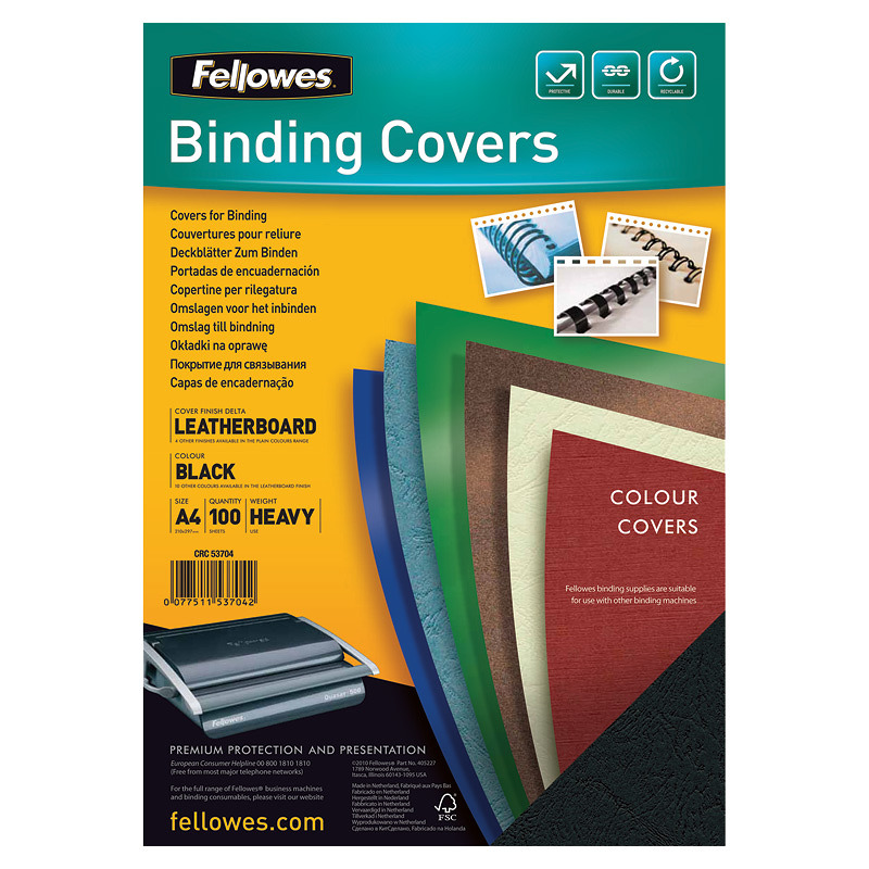 Fellowes Indbindingsomslag A4 Sort 100 Pakke - Billede 2