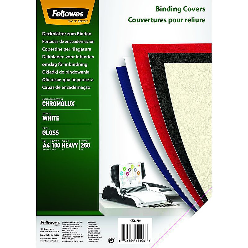 Fellowes Blank Indbindingsomslag A4 Hvid 100 Pakke