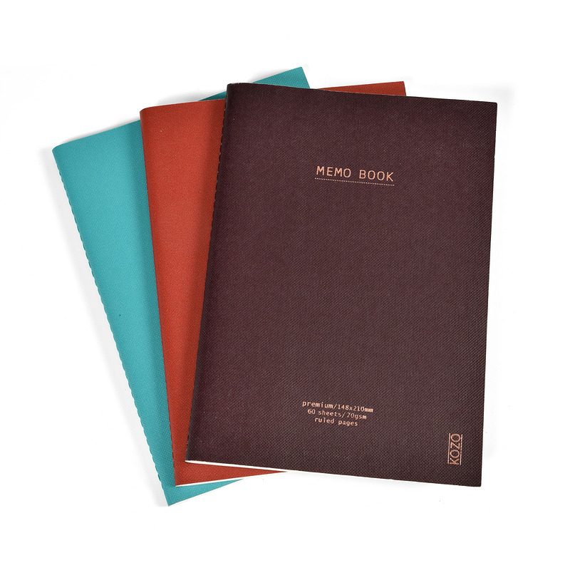 KOZO Notesbog A5 3 Pakke Coffee Bric Steel Blue - Billede 6