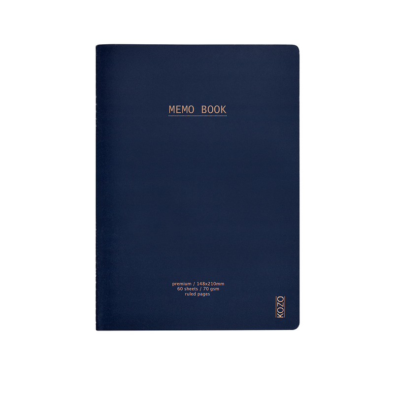 KOZO Notesbog A5 3 Pakke Navy Steel Blue Black