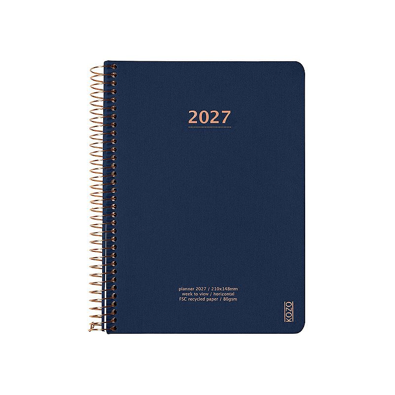KOZO Kalender 2027 A5 Uge per opslag Navy