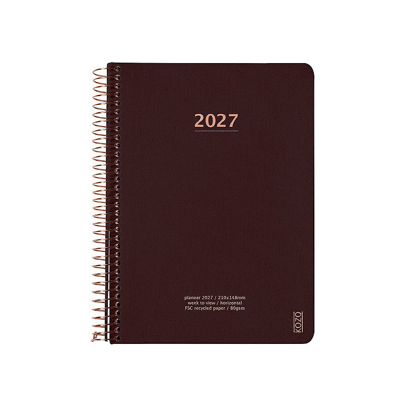 KOZO Kalender 2027 A5 Uge per opslag Coffee