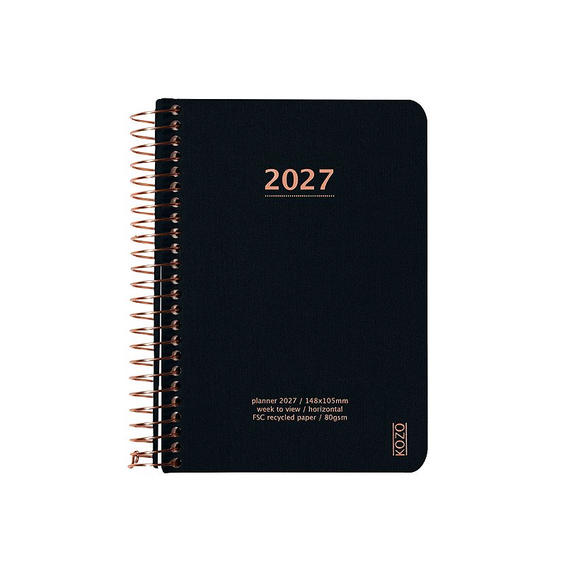 KOZO Kalender 2027 A6 Uge per Opslag Black