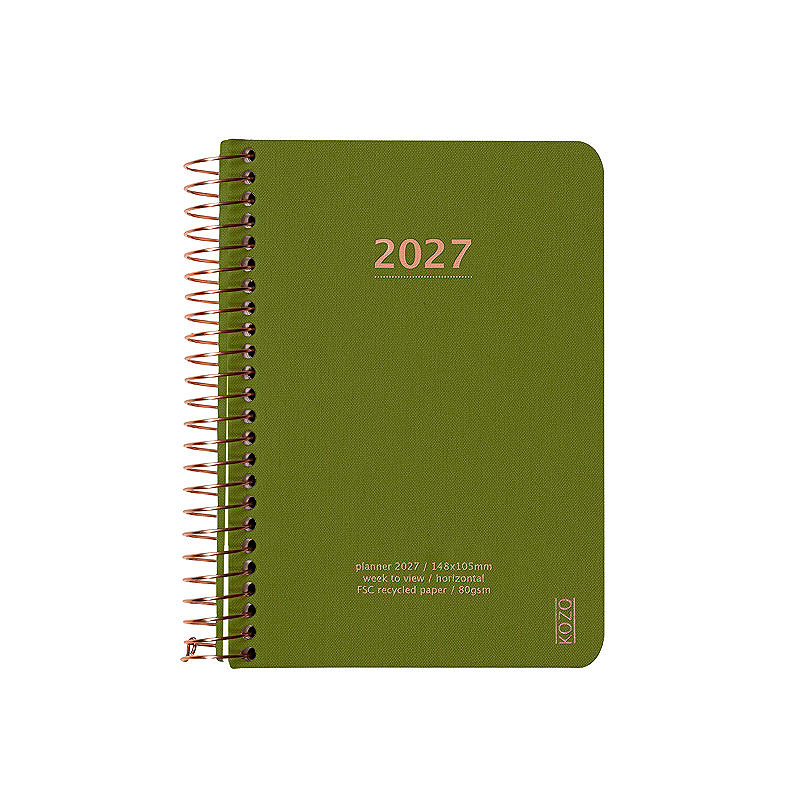 KOZO Kalender 2027 A6 Uge per opslag Olive Green