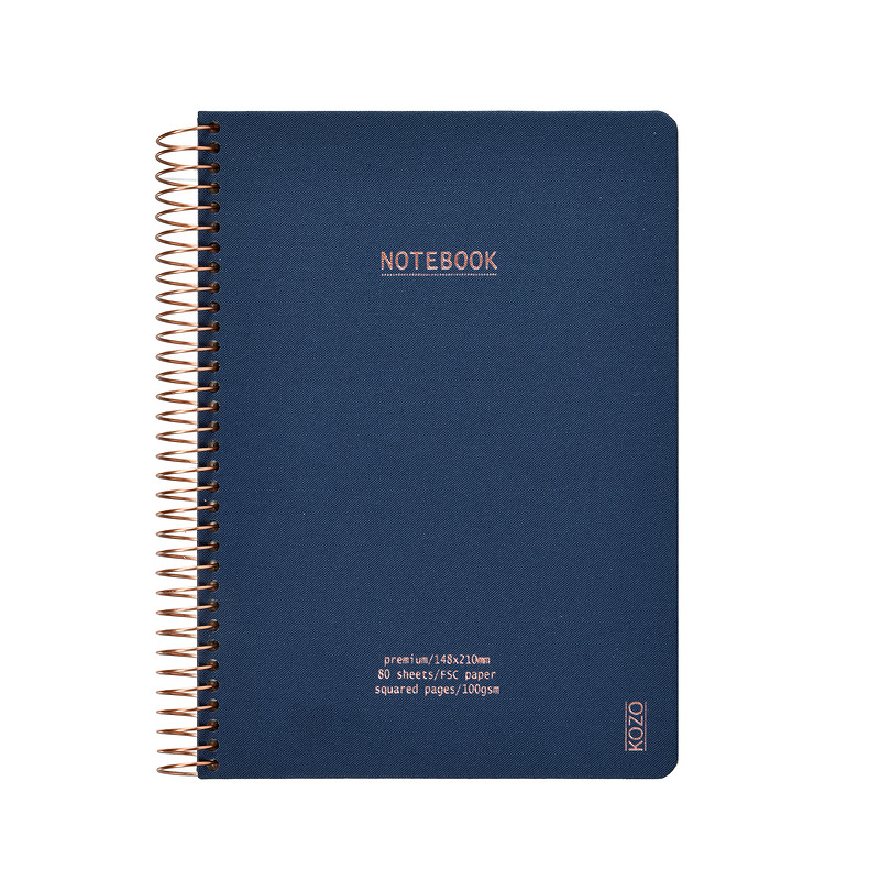 KOZO Kvadreret Notesbog A5 Premium Navy - Billede 2