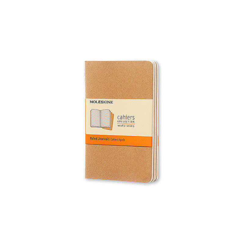 Cahier Journal Linjeret Pocket Kraft 3-Pak