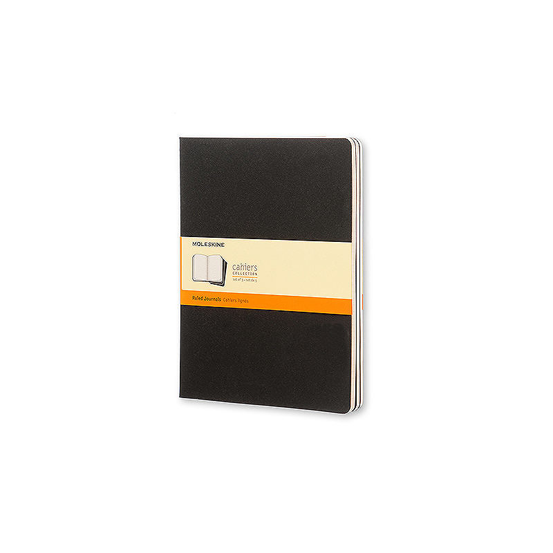 Cahier Journal Linjeret XL Sort 3-Pak