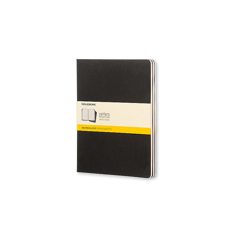 Cahier Journal Kvadreret XL Sort 3-Pak