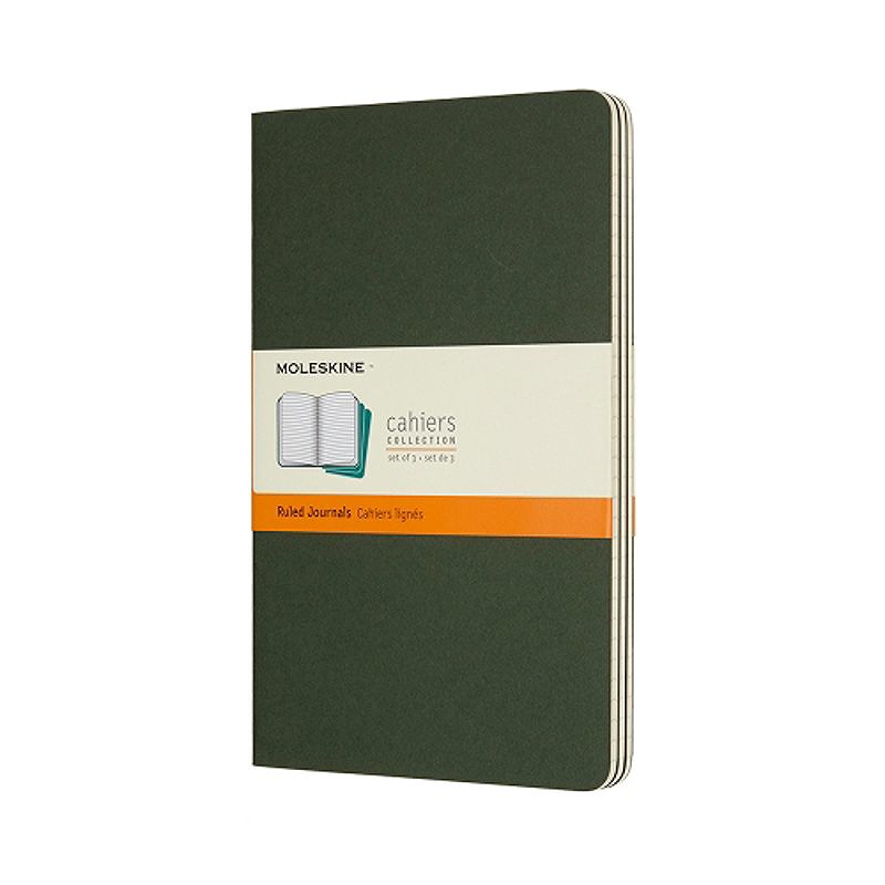 Cahier Journal Linjeret Large Grøn 3-Pak