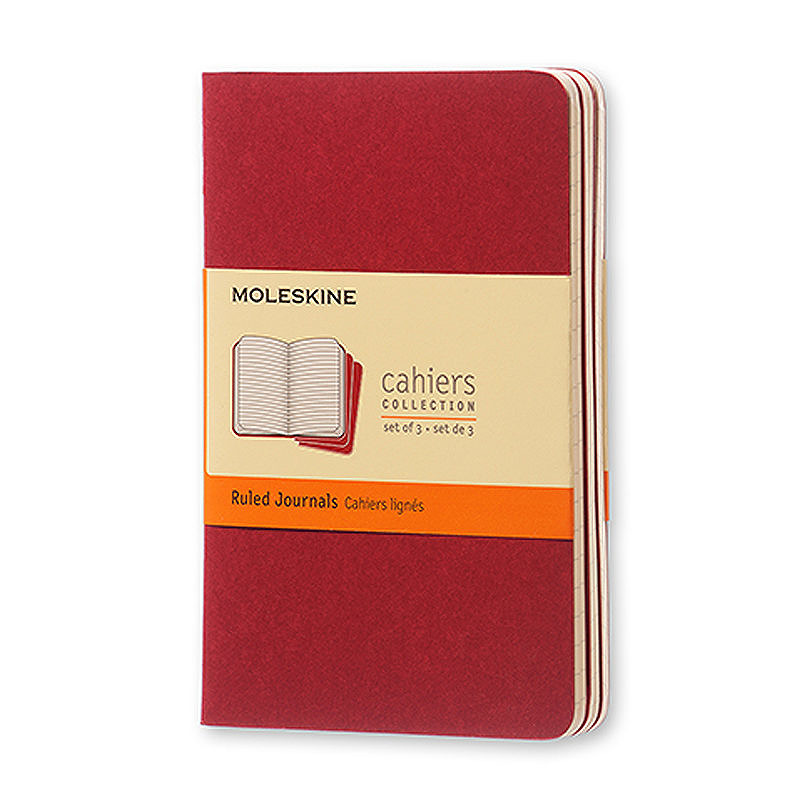 Cahier Journal Linjeret Pocket Rød 3-Pak