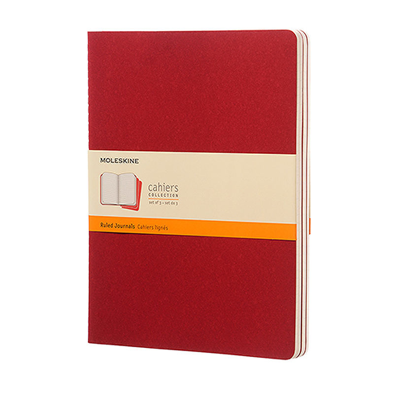 Cahier Journal Linjeret XL Rød 3-Pack