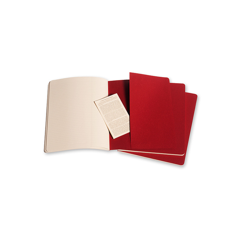 Cahier Journal Linjeret XL Rød 3-Pack - Billede 2
