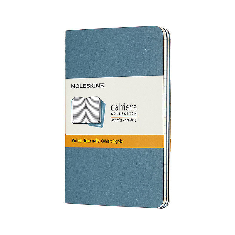 Cahier Journal Linjeret Pocket Brisk Blue 3-Pak