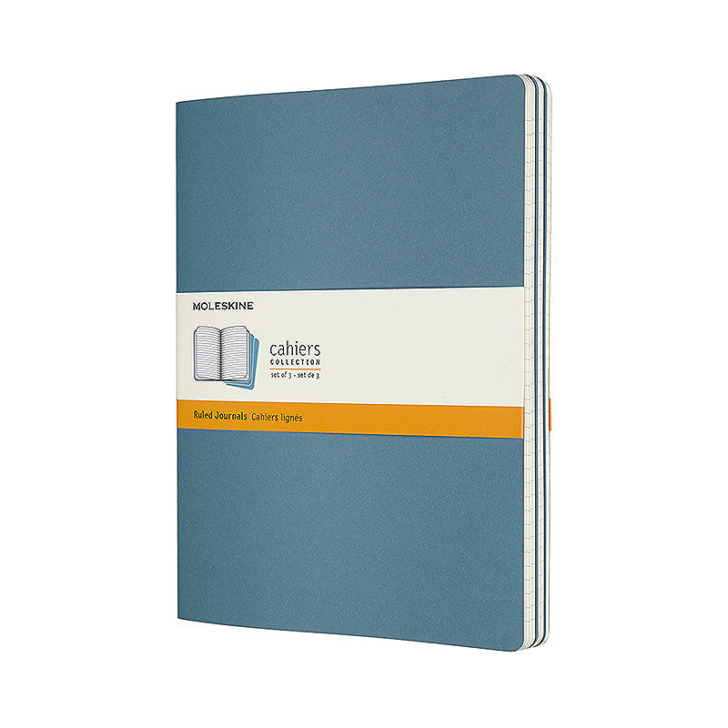 Cahier Journal Linjeret XL Brisk Blue 3-Pak