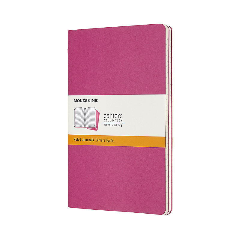 Cahier Journal Linjeret Large Lyserød 3-Pak